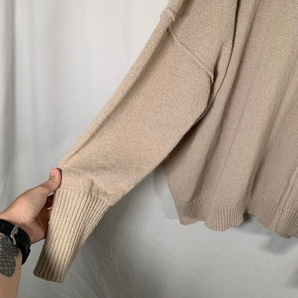 ANDREE by Unit Sweater Women's 1X Tan Knit Crew Neck Long Sleeve Pullover - Picture 4 of 8